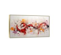 RKGHDCX Peinture abstraite moderne sur toile-Tableau abstrait sur toile Peinture colorée de rouge jaune Peintures à l'huile sur toile-Décoration Art mural pour salon 50x100cm20 x39 Cadre doré