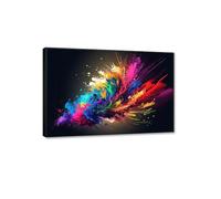RKGHDCX Peinture abstraite moderne sur toile-Tableau abstrait sur toile Peinture colorée de Tâche de couleur Peintures à l'huile sur toile-Décoration Art mural pour salon 70x105cm28 x41 Cadre noir
