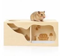 Rkixlix Maison en Bois pour Hamster, 29,7 cm, Toit Amovible | Abri avec Base Ouverte, pour Cochons d'Inde, Hamsters Nains, Gerbilles ou Souris