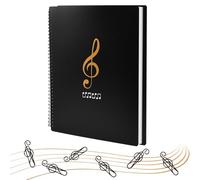 Rkixlix Porte-Partitions A4 Imperméable, 50 Pochettes | 10 pinces, 50 pochettes / 100 pages, idéal pour ranger partitions, papiers et autres documents