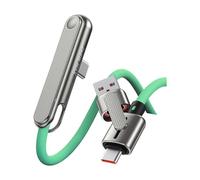 RKJRTK Câble de données 240 W, double câble de charge avec charge rapide latérale, adaptateur de charge invisible avec support, support tressé 2 en 1 pour téléphone et tablette, câble de charge rapide