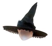 RKJRTK Costume de chapeau de sorcière pour femmes, hommes, adolescents pour Halloween, décorations de fête, velours avec dentelle, chapeau de sorcière pour adulte