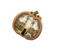 RKJRTK Décoration intérieure en Bois de Citrouille d ' Halloween avec, A | Présentoir de citrouille en bois avec des œuvres d ' art saisonnières pour le coin du foyer de la cheminée et le
