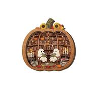 RKJRTK Décoration intérieure en Bois de Citrouille d ' Halloween avec, C | Présentoir de citrouille en bois avec des œuvres d ' art saisonnières pour le coin du foyer de la cheminée et le