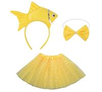 RKJRTK Kits de costumes fantaisie, accessoires de Costumes de poisson, ensemble avec bandeau de poisson, jupe Tutus avec nœud papillon, Costume de Cosplay Animal 1/3 pièces