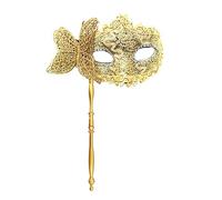 RKJRTK Masque papillon vénitien pour femme - Masque de mascarade d'Halloween - Masque de fête avec tige de maintien - Demi-masque pour le visage - Masque de Mardi Herbe