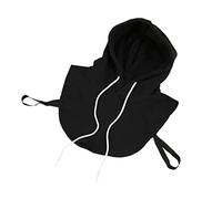 RKJRTK Sweat à capuche unisexe avec faux col amovible de couleur unie avec chapeau, Noir, 7 3/8