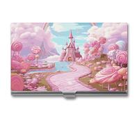 RKJVB Candy Land - Porte-cartes de visite fin professionnel pour cartes de visite - Organisateur de cartes de visite minimaliste pour homme et femme, motif pays des bonbons, 9,4 x 5,6 x 0,8 cm, Candy