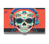 RKJVB Étui pour cartes de visite punk rock - Étui fin pour cartes de visite - Porte-cartes de visite professionnel - Organisateur de cartes de visite minimaliste pour homme et femme - Écouteurs punk