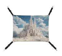 RKJVB Hamac respirant pour animal domestique 42 x 33 cm avec sangles réglables Construire un château de sable imprimé réversible à suspendre pour petits lapins, furets, cochons d'Inde