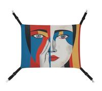RKJVB Hamac respirant pour animal domestique 42 x 33 cm avec sangles réglables, lignes de visage imprimées, lit à suspendre réversible, tapis pour petits lapins, furets, cochons d'Inde