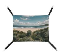RKJVB Hamac respirant pour animal domestique avec sangles réglables - 42 x 33 cm - Imprimé paysage végétal - Lit réversible à suspendre pour petits lapins, furets, cochons d'Inde
