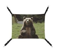RKJVB Hamac respirant pour animal domestique avec sangles réglables - 42 x 33 cm - Motif ours assis sur la pelouse - Lit réversible à suspendre pour petits lapins, furets, cochons d'Inde