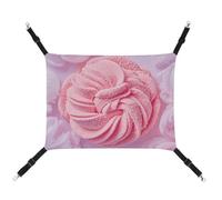 RKJVB Hamac respirant pour animal domestique avec sangles réglables en coton imprimé barbe à papa tapis à suspendre réversible pour petits lapins, furets, cochons d'Inde 42 x 33 cm