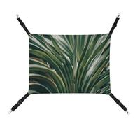 RKJVB Hamac respirant pour animal domestique avec sangles réglables, feuilles vertes de palmier, plante tropicale, tapis à suspendre réversible, pour petits lapins, furets, cochons d'Inde, 42 x 33 cm