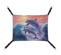 RKJVB Hamac respirant pour animal domestique avec sangles réglables Motif dauphins Art imprimé réversible pour petits lapins, furets, cochons d'Inde 42 x 33 cm