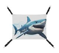 RKJVB Hamac respirant pour animal domestique avec sangles réglables - Motif requin bleu - 42 x 33 cm - Lit à suspendre pour petits lapins, furets, cochons d'Inde