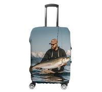 RKJVB Housse de bagage anti-rayures - Housse de protection pour valise de pêche au bar - Lavable - Élastique - Housse de protection pour bagages de voyage, Bass Fishing Wave, XL