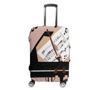 RKJVB Housse de bagage anti-rayures pour piano violon notes de musique lavable élastique protection bagages de voyage housse de bagage à main, Notes de musique pour piano et violon, XL