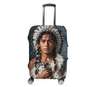 RKJVB Housse de bagage anti-rayures pour valise, peuple indigène et loup, lavable, élastique, housse de protection pour bagages de voyage, Peuples autochtones et loups, XL
