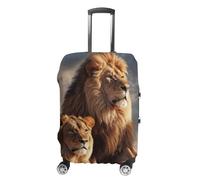 RKJVB Housse de protection pour valise, anti-rayures, lavable et élastique, housse de protection pour bagages de voyage, Deux lions., L