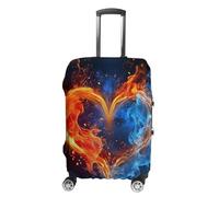 RKJVB Housses de bagage anti-rayures - Housse de protection contre le feu et l'eau - Lavable - Élastique - Pour valise de voyage, Cœur de feu et d'eau, M