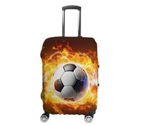 RKJVB Housses de bagage anti-rayures - Housse de protection pour valise - Ballon de football brûlant - Lavable - Élastique - Housse de protection pour bagages de voyage, Ballon de football brûlant, L