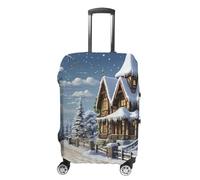 RKJVB Housses de bagage anti-rayures - Housse de protection pour valise de Noël et d'hiver - Lavable - Élastique - Housse de protection pour bagages de voyage, Scène heureuse de Noël d'hiver, L