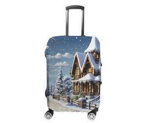 RKJVB Housses de bagage anti-rayures - Housse de protection pour valise de Noël et d'hiver - Lavable - Élastique - Housse de protection pour bagages de voyage, Scène heureuse de Noël d'hiver, M