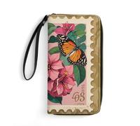 RKJVB Jiuzhong Ge Hua et papillon Portefeuille en cuir ultra fin avec poche à fermeture éclair pour le magasinage et le travail Style moderne 19,7 x 10,5 cm, Style :, 19.7x10.5cm, Moderne