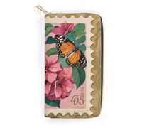 RKJVB Jiuzhong Ge Hua et papillon Portefeuille en cuir ultra fin avec poche zippée pour femme 19,7 x 10,5 cm, Style :, 19.7x10.5cm