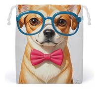 RKJVB Nœud papillon doux pour animal domestique, sac de rangement surdimensionné à lunettes, sac de rangement anti-poussière en toile respirante, sac réutilisable en mousseline pour fête, mariage, sac