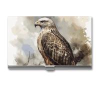 RKJVB Porte-cartes de visite aquarelle de faucon assis - Étui fin pour cartes de visite professionnel - Organisateur de cartes de visite minimaliste pour homme et femme - Aquarelle de Hawk, Aquarelle