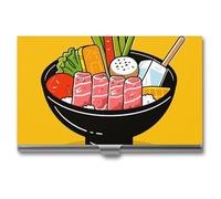 RKJVB Porte-cartes de visite de dessin animé Hotpot Doodle - Étui fin pour cartes de visite professionnelles - Organisateur de cartes de visite minimaliste pour homme et femme, Dessin animé Hotpot