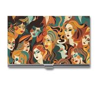 RKJVB Porte-cartes de visite fin avec différents visages - Porte-cartes de visite professionnel - Organisateur de cartes de visite minimaliste pour homme et femme - Différents visages - 9,4 x 5,6 x
