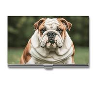 RKJVB Porte-cartes de visite fin avec motif bouledogue anglais - Porte-cartes de visite professionnel - Organisateur de cartes de visite minimaliste pour homme et femme, Adorable bouledogue anglais,