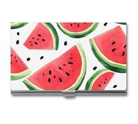 RKJVB Porte-cartes de visite fin avec motif pastèque - Porte-cartes de visite professionnel - Organisateur de cartes de visite minimaliste pour homme et femme, Motif pastèque., 3.7 x 2.2 x 0.3 Inches,