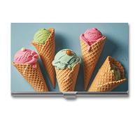 RKJVB Porte-cartes de visite fin pour cartes de visite - Organisateur de cartes de visite professionnel minimaliste pour homme et femme - Cônes de crème glacée - 9,4 x 5,6 x 0,8 cm, Cônes de glace,