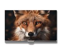 RKJVB Porte-cartes de visite Fox Slim - Porte-cartes de visite professionnel - Organisateur de cartes de visite minimaliste pour homme et femme, Images de Fox, 3.7 x 2.2 x 0.3 Inches, Décontracté