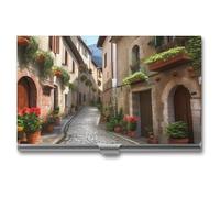 RKJVB Porte-cartes de visite Italian Town Street - Étui fin pour cartes de visite professionnelles - Organisateur de cartes de visite minimaliste pour homme et femme, Italian Town Street, 3.7 x 2.2 x