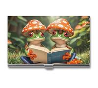 RKJVB Porte-cartes de visite The Frog Family Is Reading - Étui fin pour cartes de visite professionnel - Organisateur de cartes de visite minimaliste pour homme et femme, La famille des grenouilles