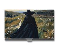 RKJVB Porte-cartes de visite The Witch of Darkness - Étui fin pour cartes de visite professionnel - Organisateur de cartes de visite minimaliste pour homme et femme, La sorcière des ténèbres, 3.7 x