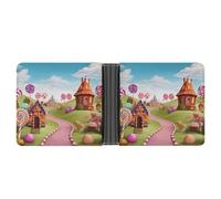RKJVB Portefeuille fin classique à deux volets pour femme avec porte-cartes de crédit et fenêtre pour carte d'identité et plusieurs emplacements pour cartes, motif Candy Land, 11,7 x 9,4 x 2,5 cm,