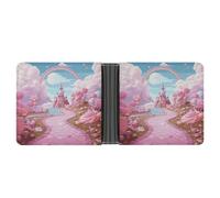 RKJVB Portefeuille fin classique à deux volets pour femme avec porte-cartes de crédit et fenêtre pour carte d'identité et plusieurs emplacements pour cartes, motif Candy Land, 11,7 x 9,4 x 2,5 cm,