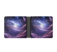 RKJVB Portefeuille fin classique en cuir pour femme avec porte-cartes de crédit et fenêtre pour carte d'identité et plusieurs emplacements pour cartes, Galaxy Cloud, 11,7 x 9,4 x 2,5 cm, Galaxy Cloud,