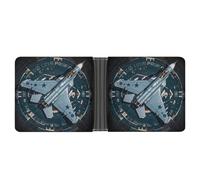 RKJVB Portefeuille fin classique pour femme Air Force Fighter Jet Portefeuille à deux volets avec porte-cartes de crédit pour homme Portefeuille en cuir avec fenêtre pour carte d'identité et plusieurs