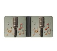 RKJVB Portefeuille fin classique pour femme avec microphone et notes de musique, porte-cartes de crédit, portefeuille en cuir avec fenêtre pour carte d'identité et plusieurs emplacements pour cartes,