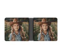 RKJVB Portefeuille fin classique pour femme, bottes de cowgirl, chapeau de ferme, porte-cartes de crédit, portefeuille en cuir avec fenêtre pour carte d'identité et plusieurs emplacements pour cartes,