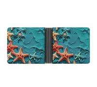 RKJVB Portefeuille fin classique pour femme - Corail et étoile de mer - Portefeuille à deux volets pour cartes de crédit pour homme - Portefeuille en cuir avec fenêtre pour carte d'identité et