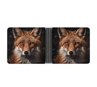RKJVB Portefeuille fin classique pour femme - Images de Fox - Porte-cartes de crédit à deux volets pour homme - Portefeuille en cuir avec fenêtre pour carte d'identité et plusieurs emplacements pour